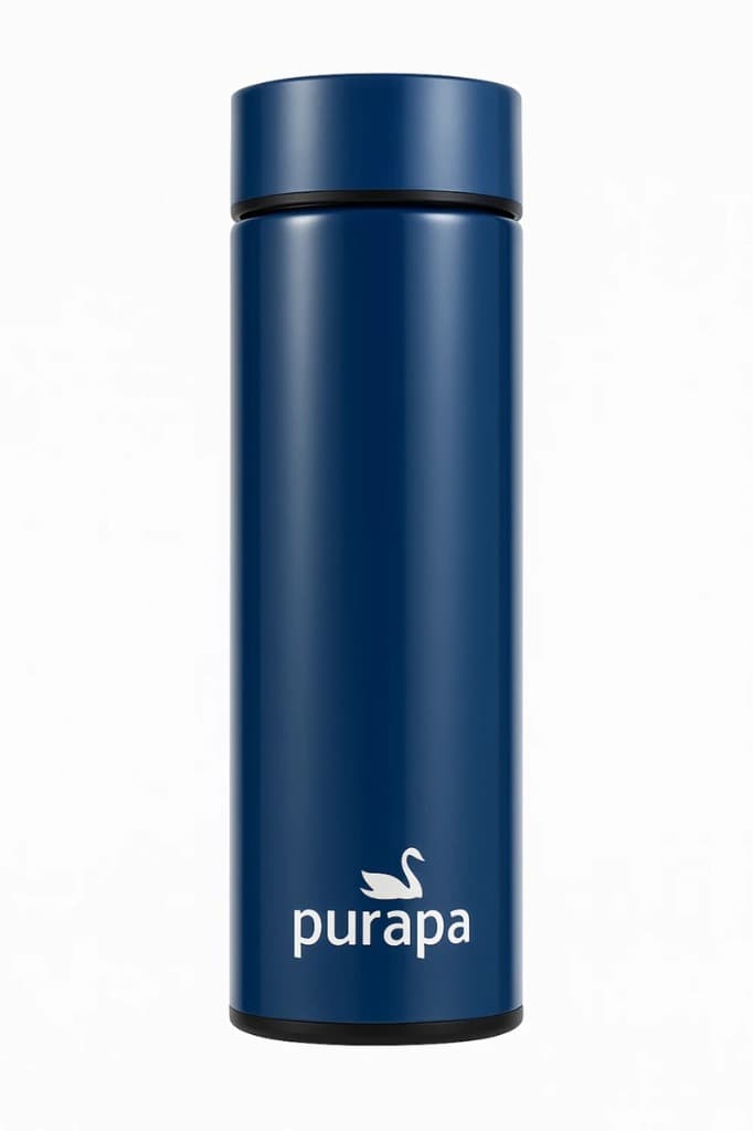 Termos inteligent albastru cu afișaj digital